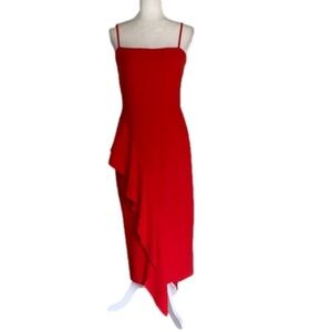 Lovers + Friends Cleo Red Ruffle Midi Dress